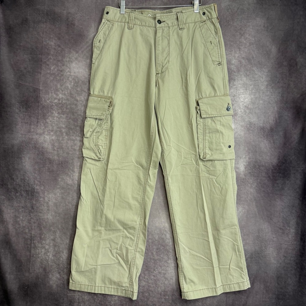 Old Navy Mens Cargo Pants Khaki Tan Field Tested Vintage Regulation Issue 34x32